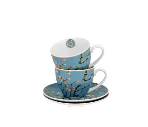 Dwie filiżanki ze spodkami Gogh migdałowiec na prezent