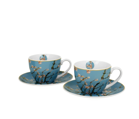 Dwie filiżanki ze spodkami Gogh migdałowiec na prezent