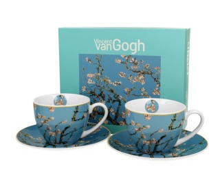 Dwie filiżanki ze spodkami Gogh migdałowiec na prezent