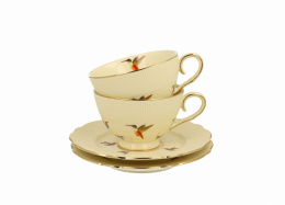Zestaw filiżanki 6 szt spodki do herbaty kolibry prezent
