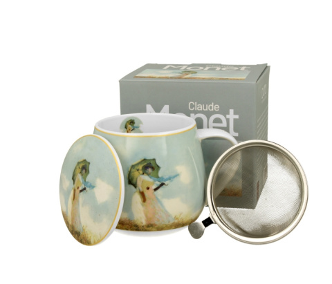 Zestaw kubek baryłka sitko Monet Woman with Parasol prezent