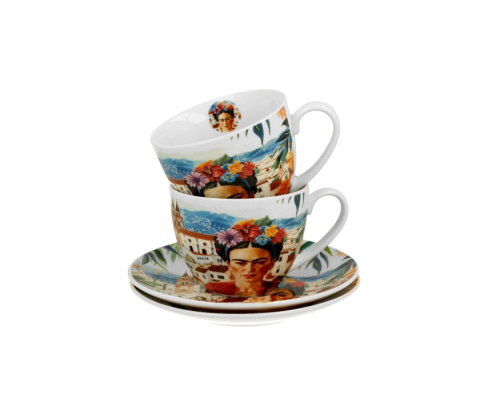 2 filiżanki ze spodkami do kawy herbaty mexican art Frida