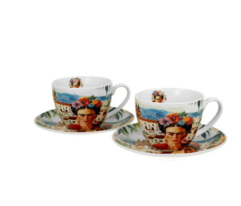 2 filiżanki ze spodkami do kawy herbaty mexican art Frida