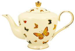 Dzbanek porcelanowy czajnik do herbaty 1,5l ecru motylki