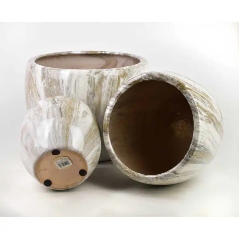 Osłonka doniczka Neva Marble M na kwiaty marmur brąz beż