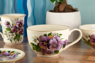 Duża kubek bratki Mieroszów kwiaty jumbo ceramika XXL