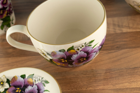 Duża kubek bratki Mieroszów kwiaty jumbo ceramika XXL