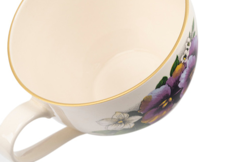 Duża kubek bratki Mieroszów kwiaty jumbo ceramika XXL