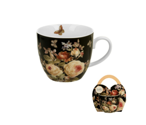 Duży kubek porcelanowy na prezent urodziny Warda róże obwoluta