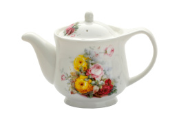 Czajniczek dzbanek do herbaty sitko 0,43l różyczki biały