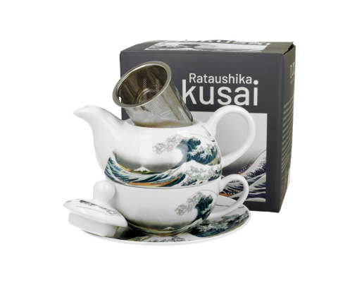Filiżanka imbryk sitko filtr tea for one Hokusai wave fala