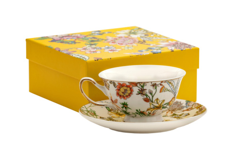 Filiżanka porcelana do kawy biała ze spodkiem w pudełku