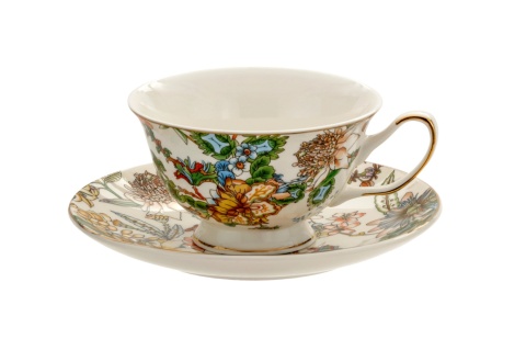 Filiżanka porcelana do kawy biała ze spodkiem w pudełku