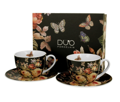 Komplet 2 filiżanek ze spodkami Warda róże na prezent