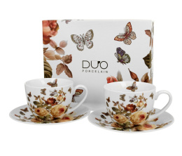 Komplet 2 filiżanek ze spodkami z porcelany Zahra