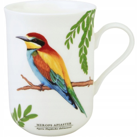 Kubek do herbaty porcelana by Agata Hajdecka żołna ptaki