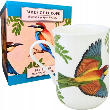 Kubek do herbaty porcelana by Agata Hajdecka żołna ptaki