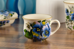 Kubek do herbaty kwiaty z kolekcji bratkami ceramiczny Mieroszów
