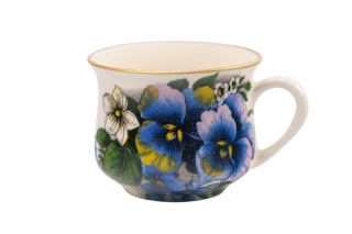 Kubek do herbaty kwiaty z kolekcji bratkami ceramiczny Mieroszów