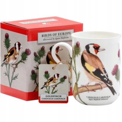 Kubek porcelana by Agata Hajdecka szczygieł ptaki prezent