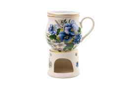 Kubek z Mieroszowa zaparzacz baryłka kwiaty + podgrzewacz