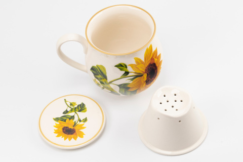 Kubek z Mieroszowa zaparzacz z słonecznikiem