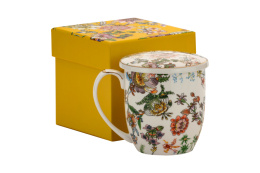 Kubek przykrywka zaparzacz kwiaty do herbaty ziół porcelana