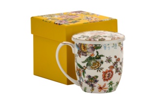 Kubek przykrywka zaparzacz kwiaty do herbaty ziół porcelana