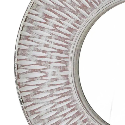 Lustro okrągłe w kolorze biało brązowym na ścianę Daz