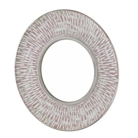 Lustro okrągłe w kolorze biało brązowym na ścianę Daz