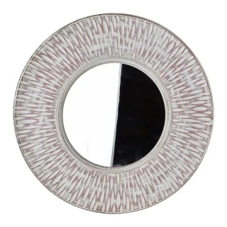 Lustro okrągłe w kolorze biało brązowym na ścianę Daz