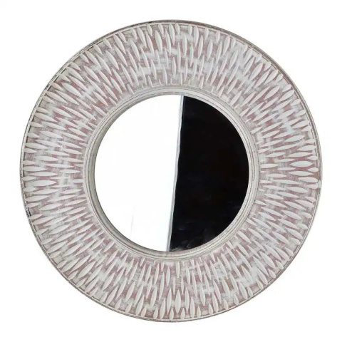 Lustro okrągłe w kolorze biało brązowym na ścianę Daz