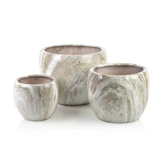 Osłonka doniczka ceramiczna Neva Marble L marmur beżowa