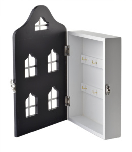 Skrzynka na klucze wieszak do powieszenia stacy domek czarny