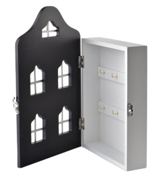 Skrzynka na klucze wieszak do powieszenia stacy domek czarny