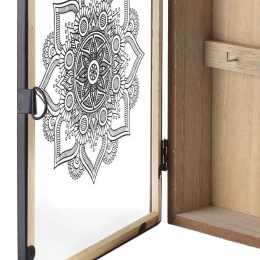 Skrzynka drewniana na klucze stacy biała brąz mandala