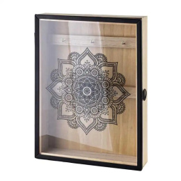 Skrzynka drewniana na klucze stacy biała brąz mandala