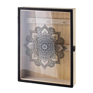 Skrzynka drewniana na klucze stacy biała brąz mandala