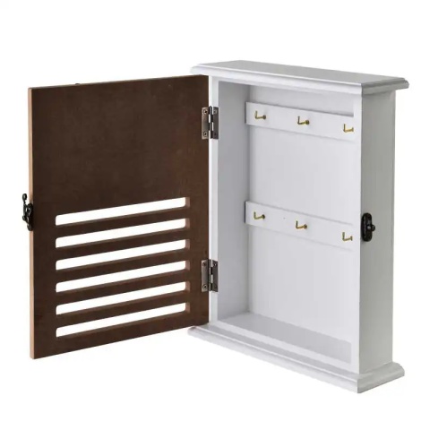 Skrzynka drewniana na klucze do powieszenia stacy biała