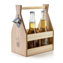 Skrzynka na 4 butelki piwa drewniana metalowy otwieracz