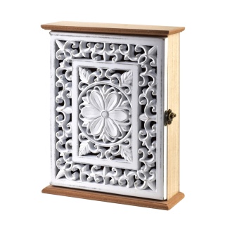 Skrzynka na klucze do powieszenia stacy biała brąz kwiat