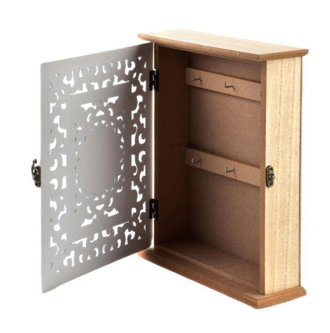 Skrzynka na klucze do powieszenia stacy biała brąz kwiat