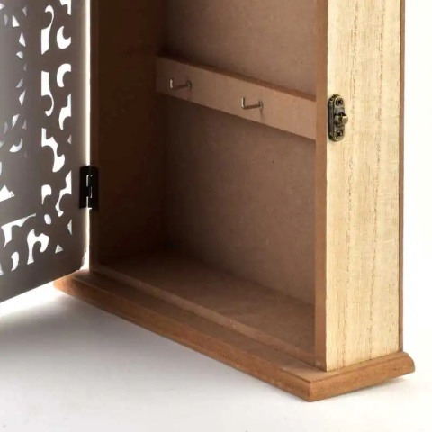 Skrzynka na klucze do powieszenia stacy biała brąz kwiat