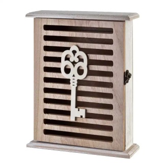 Skrzynka drewniana na klucze do powieszenia stacy beżowa