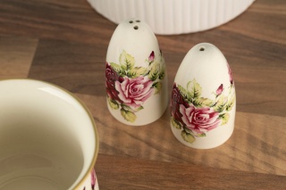 Solniczka i pieprzniczka Mieroszów sól pieprz róże ceramiczna
