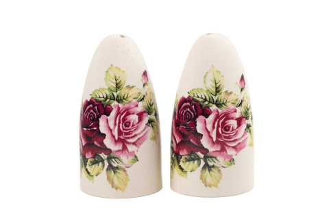 Solniczka i pieprzniczka Mieroszów sól pieprz róże ceramiczna