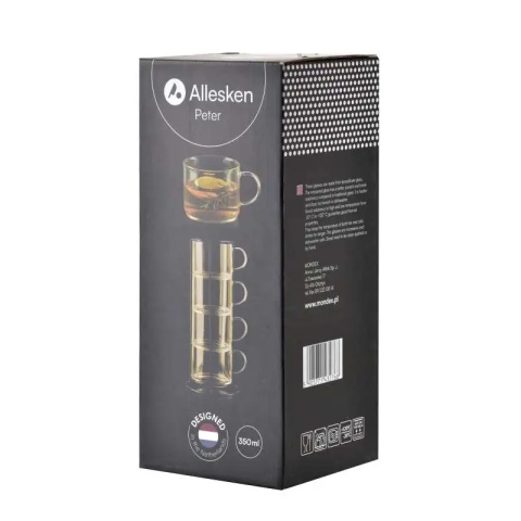 Zestaw 4 szklanych kubków na stojaku na prezent peter honey