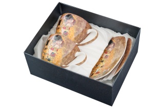 2 filiżanki ze spodkami ozodobione obrazem Klimta