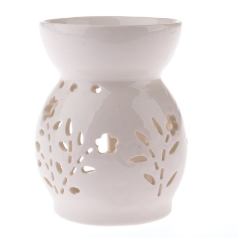Kominek na wosk olejek zapachowy biały kwiaty porcelana