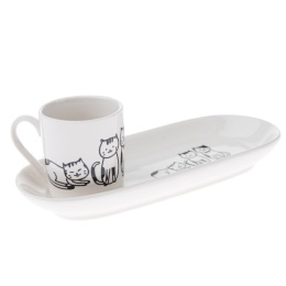 Filiżanka do espresso ze spodkiem porcelana koty do kawy